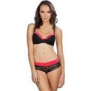 Hers by Herman Womens Black Coral Lace Normal Strap Wireless Demi Bra Size 34B